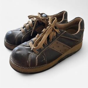 Vintage 90s Y2K Lower East Side Chunky Platform Striped Oxford Sneaker Shoes 8
